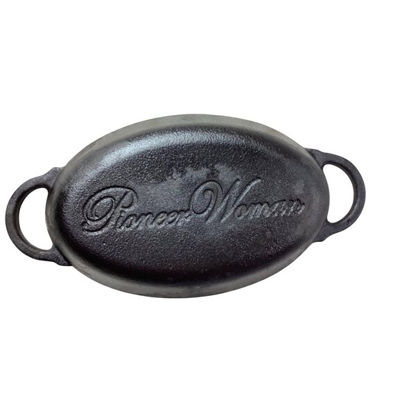 The Pioneer Woman Oval Cast Iron Baking Dish With Handles*Durable Cookware*Black - Picture 2 of 6